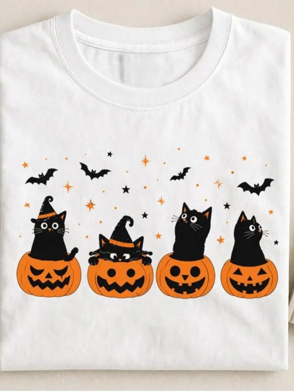 Halloween Cat Pumpkin Shirt, Cute Cat Tee, Halloween Gift